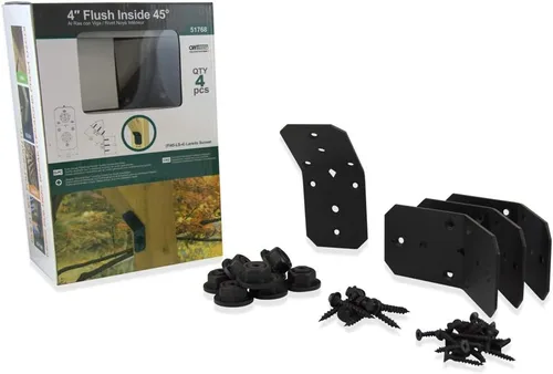 Miniatura 3 de OZCO 4 soportes de ángulo de 45 grados en el interior de madera de hierro de 4 pulgadas Soporte de ángulo decorativo para pérgola, cubierta, valla