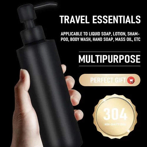 Miniatura 3 de Dispensador de jabón para encimera, color negro mate, dispensador de loción de 11.8 onzas con bomba, dispensador de jabón de mano de acero