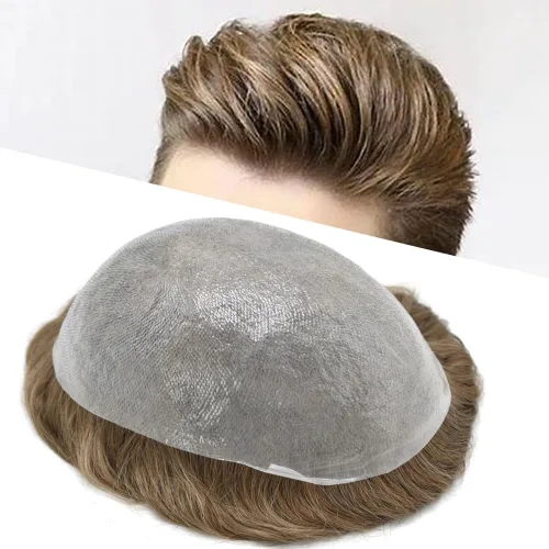 Miniatura 61 de Super Thin Skin Mens Toupee 0.001 in - Sistema de cabello de piel ultrafina para hombres, cabello humano negro, marrón, rubio, gris, peluca