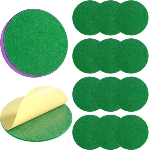 Gejoy 94 mm Hockey Paddle Pads Self Adhesive Replacement Hockey Mallet Felt Pads Green Felt Sticker for 96 mm Pushers