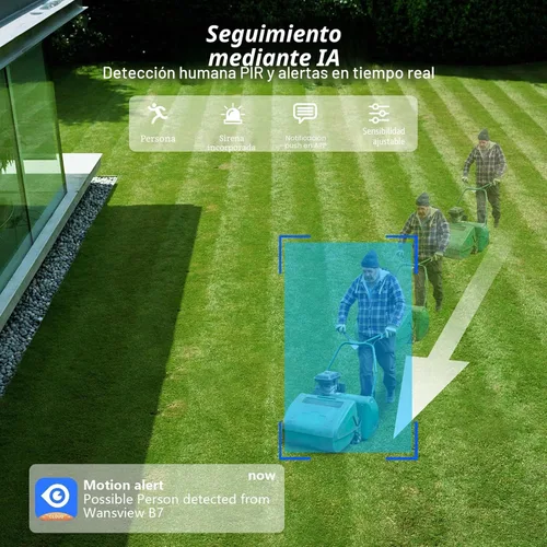 Miniatura 5 de Cámaras de seguridad inalámbricas para exteriores wansview - Cámaras de seguridad para el hogar de lente dual 2K, vista de 360°, alimentadas por