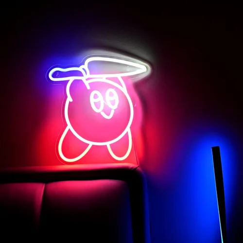 Miniatura 4 de Letreros de neón LED coloridos con cuchillo Kirbee de anime Kawaii, luz de neón estilo retro para jugadores y fanáticos del anime, perfecto