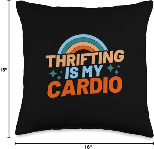 Miniatura 4 de Thrift Store Fan Gift Idea Cardio Treasure Thrifting Lover - Almohada de 16 x 16 pulgadas, multicolor