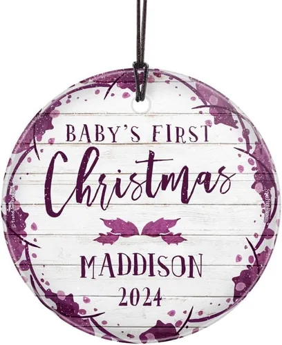 Miniatura 11 de Baby's First Christmas 2025 - Impresión de cristal colgante – Personalizar con año y foto – Diseño minimalista – Impresiones Starfire de 3.5