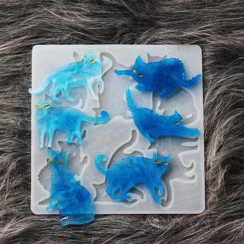 Miniatura 3 de Molde de resina para gatos, lindos moldes de silicona epoxi para colgante, molde de fundición para joyería de bricolaje, collar, aretes, ornamento