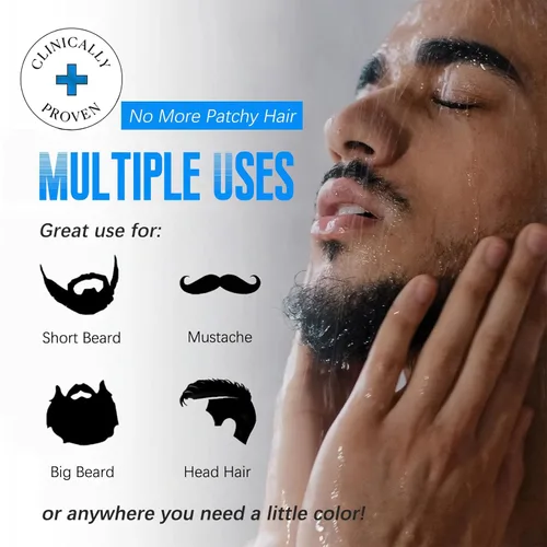 Miniatura 4 de Champú de tinte para barba y bigote para hombre, cobertura instantánea 100% de cabello gris, champú de color negro 3 en 1 para cabello facial