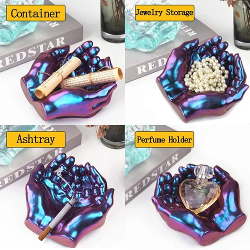 Miniatura 8 de FUNSHOWCASE Manos grandes ahuecadas y bolas de esfera de resina epoxi moldes de silicona, hacer cenicero, plantador, vela, bandeja de baratija