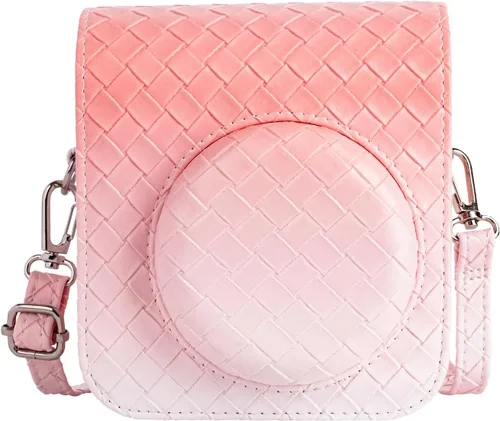 Miniatura 11 de MUZIRI KINOKOO Funda para cámara de película instantánea Fujifilm Instax Mini 12, cuero sintético degradado tejido venas Fuji Mini 12 funda Tejido