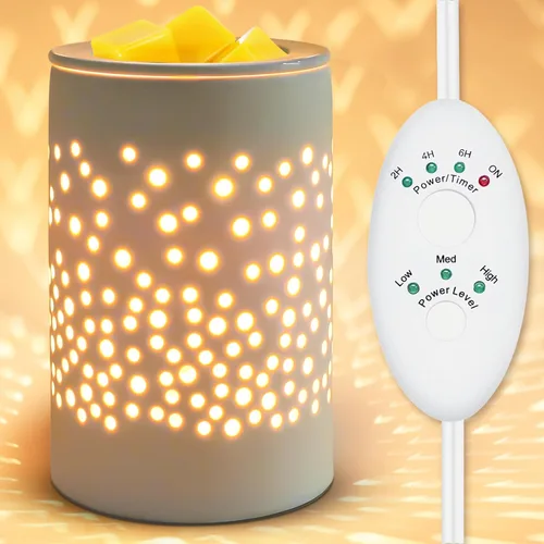 Miniatura 7 de Bobolyn Calentador eléctrico de cera de cerámica, calentador de velas, lámpara de cera derretida, calentador de fragancias, regalo ideal para bodas