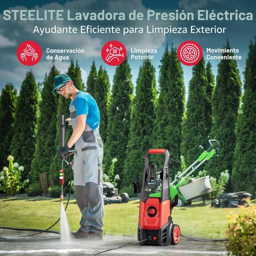 Miniatura 2 de Lavadora a presión eléctrica, lavadora eléctrica de 2.5 GPM con cañón de espuma, lavadora eléctrica de alta presión con 4 boquillas de conexión