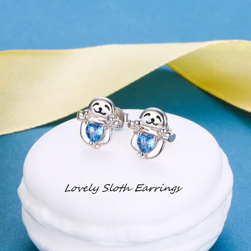 Miniatura 5 de YinShan Juego de joyas de plata de ley 925, collar de perezoso, aretes de perezoso para mujeres y niñas, regalos de animales perezosos felices