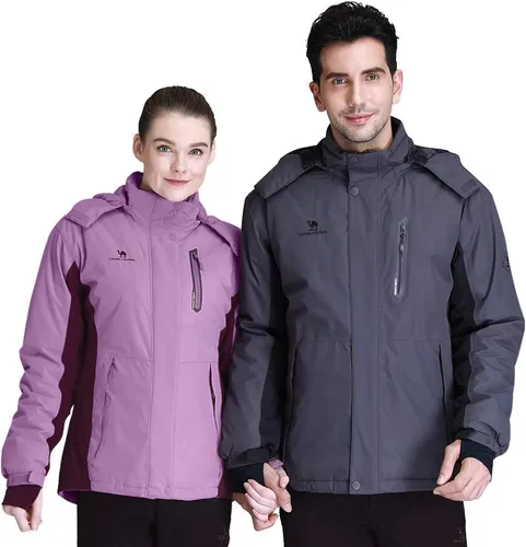 Miniatura 6 de CAMEL CROWN - Chamarra de esquí para mujer, impermeable, con capucha desmontable, rompevientos, forro polar, parka para lluvia