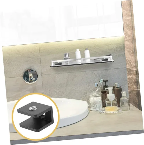 Miniatura 7 de Uonlytech Abrazadera para estantería, 8 piezas, soportes de estante de vidrio, fácil de instalar