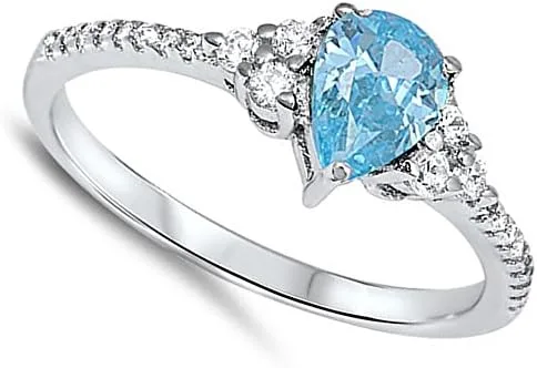 Miniatura 3 de Elige tu color plata de ley anillo de lágrima