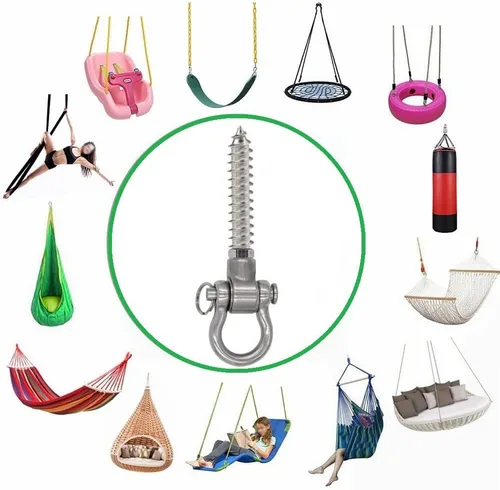 Miniatura 4 de 2 soportes permanentes antióxido resistentes, 1500 libras, accesorios de columpio de 180°, para hamaca de yoga, silla de arena, accesorios