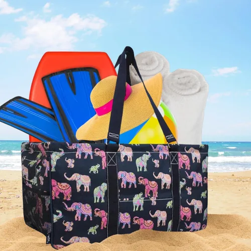 Miniatura 147 de NGIL Bolsa de comestibles reutilizable extra grande plegable de gran tamaño para comestibles, almacenamiento, picnic, playa, Bronco-negro occidental