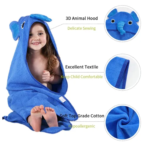 Miniatura 2 de Michley - Bata de algodón con capucha para niños y niñas de 0 a 6 años, Azul
