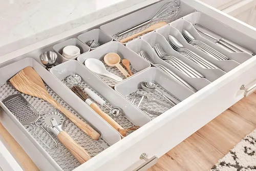 Miniatura 7 de Spectrum Diversified Hexa - Bandeja organizadora de cajones de cocina moderna, utensilios y cubiertos, organizador de 6 divisores, 13 x 16, gris