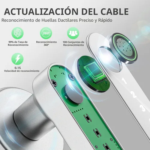 Miniatura 4 de Cerradura de puerta biométrica de huellas dactilares con teclado, entrada sin llave, cerraduras de puerta para dormitorios, hogar, hotel, oficina