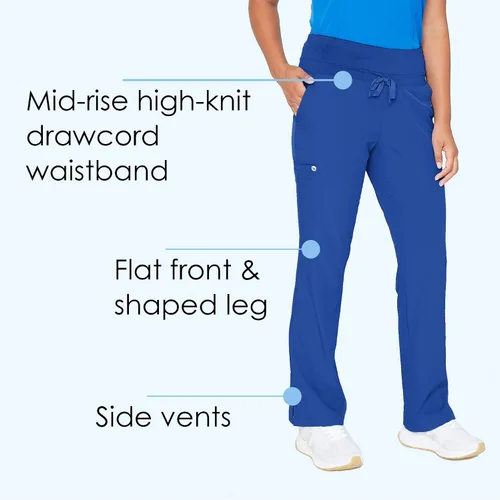 Miniatura 5 de BARCO One Pantalón de uniforme médico de pierna recta tipo cargo con 4 bolsillos para mujer