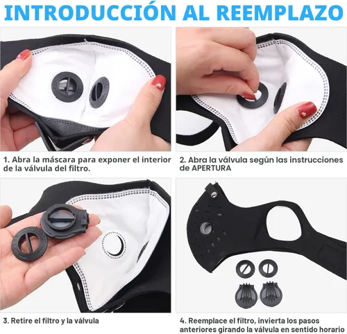 Miniatura 4 de PISIQI Cubierta facial para la boca, para la mitad de la cara, deportes y cara, antipolvo, con válvula, reutilizable, para exteriores