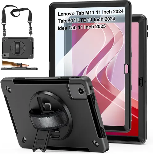Miniatura 16 de Funda para Galaxy Tab Active 5 Pro 2025/4 Pro 2022/2019 de 10.1 Pulgadas: TPU con Soporte - Protector de Pantalla - Correa de Mano - Correa de Negro