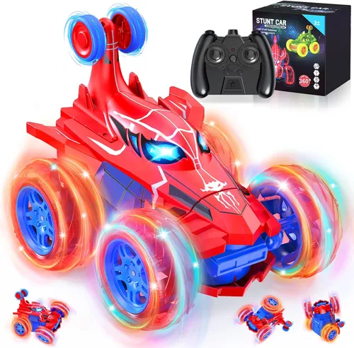 Miniatura 10 de Coche de Control Remoto para Niños - Gira 360° y Salta 4WD Coches RC de Acrobacias para Niños, Coche RC de 2.4GHz con Luces LED, Regalo de Navidad