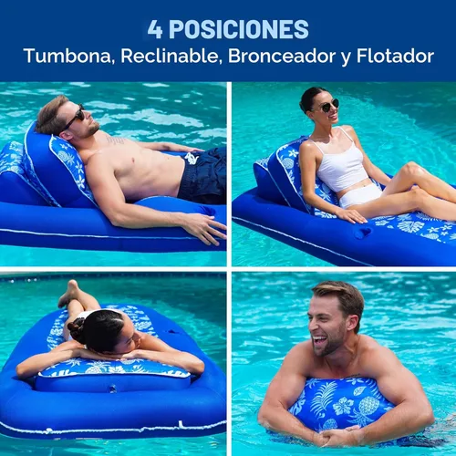 Miniatura 4 de Aqua Campania Ultimate 2-in-1 Pool Float Lounge – Extra Large – Inflatable Pool Floats for Adults with Adjustable Backrest & Cupholder Caddy