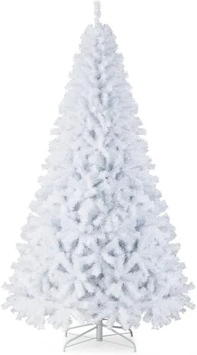 Miniatura 31 de Goplus Árbol de Navidad negro sin luz de 7.5 pies, árbol de Halloween artificial con 1258 puntas de rama, soporte de metal, árbol completo