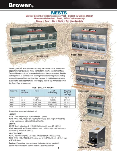 Miniatura 2 de Brower Caja de anidación para pollos de acero galvanizado con 4 agujeros, capacidad para 20 gallinas, para exterior, con perchas plegables