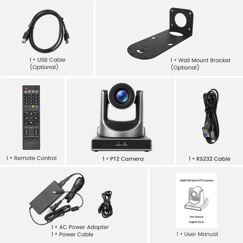 Miniatura 6 de Cámara PTZ, cámara SDI 30X compatible con zoom óptico y POE con transmisión en vivo IP de red, salida de video simultánea 3G-SDI y USB, para Negro
