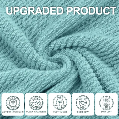 Miniatura 230 de VOOVA & MOVAS Toallas de mano blancas - 100% algodón Ligeras Gruesas Secado rápido Suaves Absorbentes, paquete de 4 piezas grandes de 18