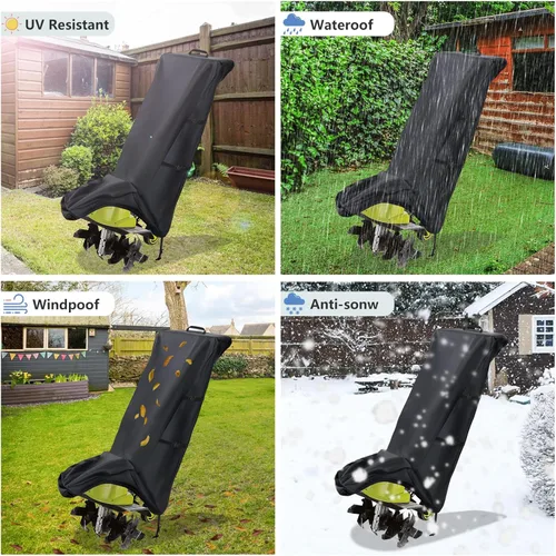 Miniatura 7 de Okcool Cubierta de timbre eléctrica, resistente al agua, cubierta para cultivador Sun Joe Electric Garden Tiller, color negro