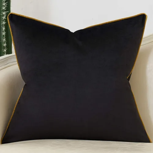 Miniatura 2 de Avigers - Funda de cojín decorativa de terciopelo con rayas geométricas, 18 x 18 pulgadas (45 x 45 cm), diseño de líneas abstractas bordadas en Negro