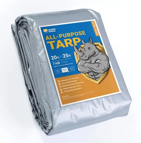 Miniatura 128 de GUARD SHIELD Lona blanca de 20 x 20 pies, cubierta de lona de polietileno de uso medio y multipropósito de 7 mil Blanco