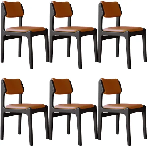 Miniatura 15 de YVYKFZD Wooden Dining Chairs Set, Leather Dining Room Chair with Back, Upholstered Kitchen Chairs, Armless Living Room Chair, for Bedroom Offices