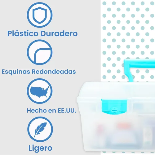 Miniatura 3 de ArtBin 6937AG Essentials contenedor con bandeja extraíble, organizador portátil de arte y manualidades con asa y bandeja, transparente/aguamarina