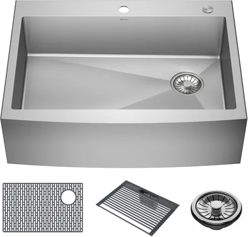 Miniatura 20 de DELTA FAUCET Delta Lenta 953034-24SL-SS - Fregadero de cocina de acero inoxidable calibre 16 de 24 pulgadas con accesorios, color satinado