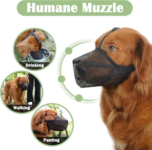 Miniatura 5 de Mayerzon Bozal para Perro, Bozal de Malla Suave para Perros Pequeños, Medianos y Grandes Antimordida y Antibusqueda, Protector de Boca Ajustable