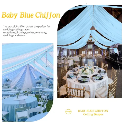 Miniatura 8 de 6 paneles de cortinas de techo azul bebé para boda, cortinas de techo de 5 pies x 10 pies, tela de drapeado para arco de boda, cortinas