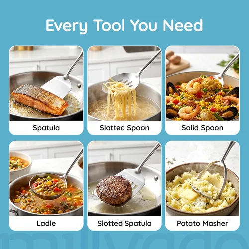 Miniatura 2 de Cucharón de sopa, cucharón de acero inoxidable, cucharones de 15 pulgadas para servir o cocinar, calidad premium, apto para lavavajillas, metal