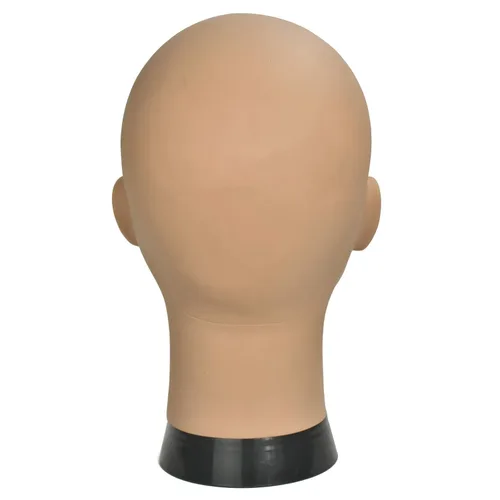 Miniatura 3 de Ba Sha Cabeza de maniquí de cosmetología afro, cabeza de maniquí calva para hacer pelucas, sombrero, exhibición de gafas con abrazadera gratuita