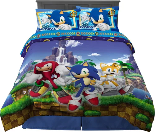 Miniatura 62 de Franco - Juego de ropa de cama coleccionable Nintendo Donkey Kong, 5 piezas, edredón reversible supersuave y juego de sábanas con funda, tamaño Rojo