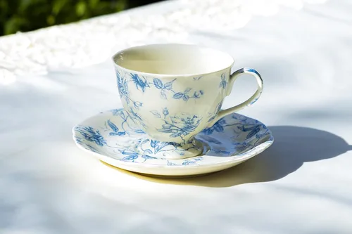 Miniatura 3 de Blue Rose Toile - Taza de té y platillo de porcelana fina