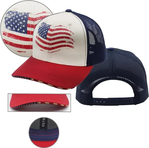 Miniatura 5 de Fits Y'all USA Flag Americana Structured Trucker Hat for Unisex and 3XL Oversize