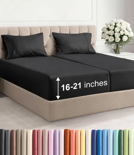 Miniatura 154 de Sábanas King divididas con bolsillos extra profundos, sábanas transpirables y refrescantes de 5 piezas, sábanas de lujo para hotel, suaves, sin 25