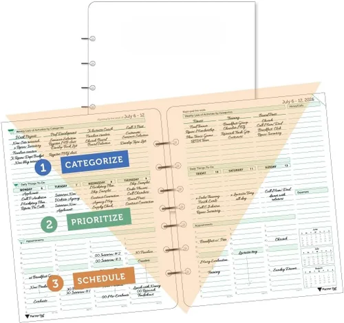 Miniatura 13 de Planner Pad Organizador de 12 meses, de 7 agujeros, hojas sueltas, embudo de 3 niveles, octubre de 2025 a septiembre de 2026, 6 3/4 pulgadas x 8 1/2