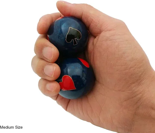 Miniatura 2 de Top Chi Bolas de baoding de póquer con soporte de bambú. Bolas chinas de salud para terapia de manos, ejercicio y alivio del estrés