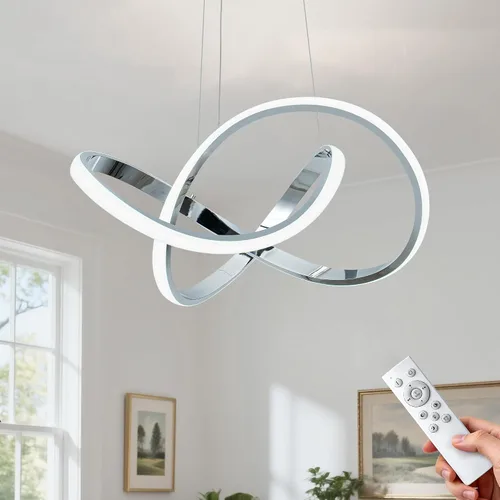 Miniatura 10 de MAYNA Moderno candelabro de anillo para comedor, lámpara colgante LED regulable con control remoto, lámpara irregular para isla de cocina sobre Negro