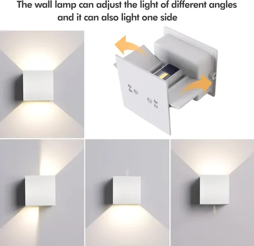 Miniatura 3 de Mille Lucciole Paquete de 2 lámparas de pared para exteriores de 12 W, para exteriores e interiores, apliques de pared LED blancos modernos, IP65